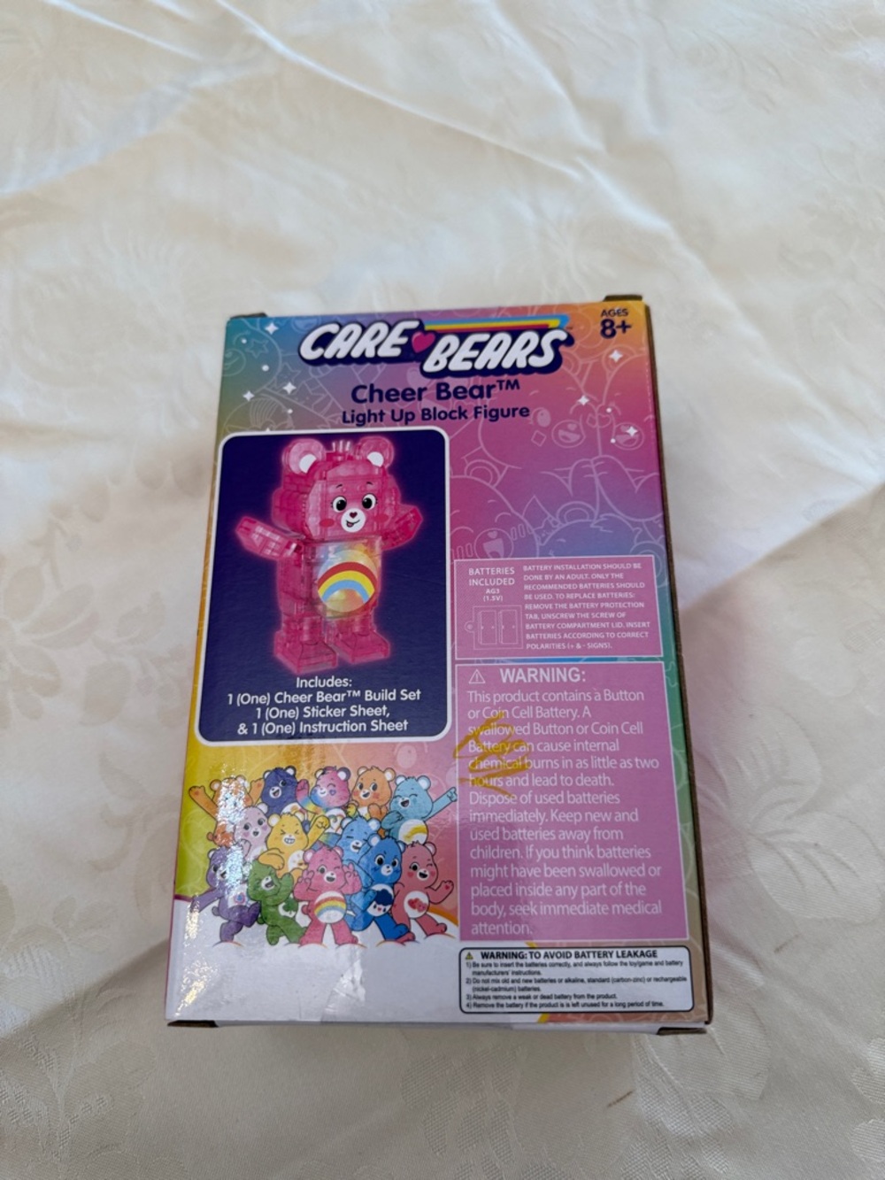 Care Bears Cheer Bear Light-Up Block Figure - Pink with Rainbow Badge 165 pieces - Picture 3 of 7